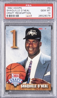 1992/93 Hoops Draft Redemption #A Shaquille ONeal Rookie Card - PSA GEM MT 10 